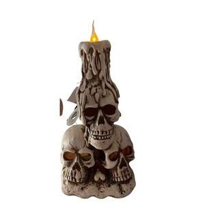 13Th & Elm Skull Candle Holder Light-Up Halloween Led Large‎ New